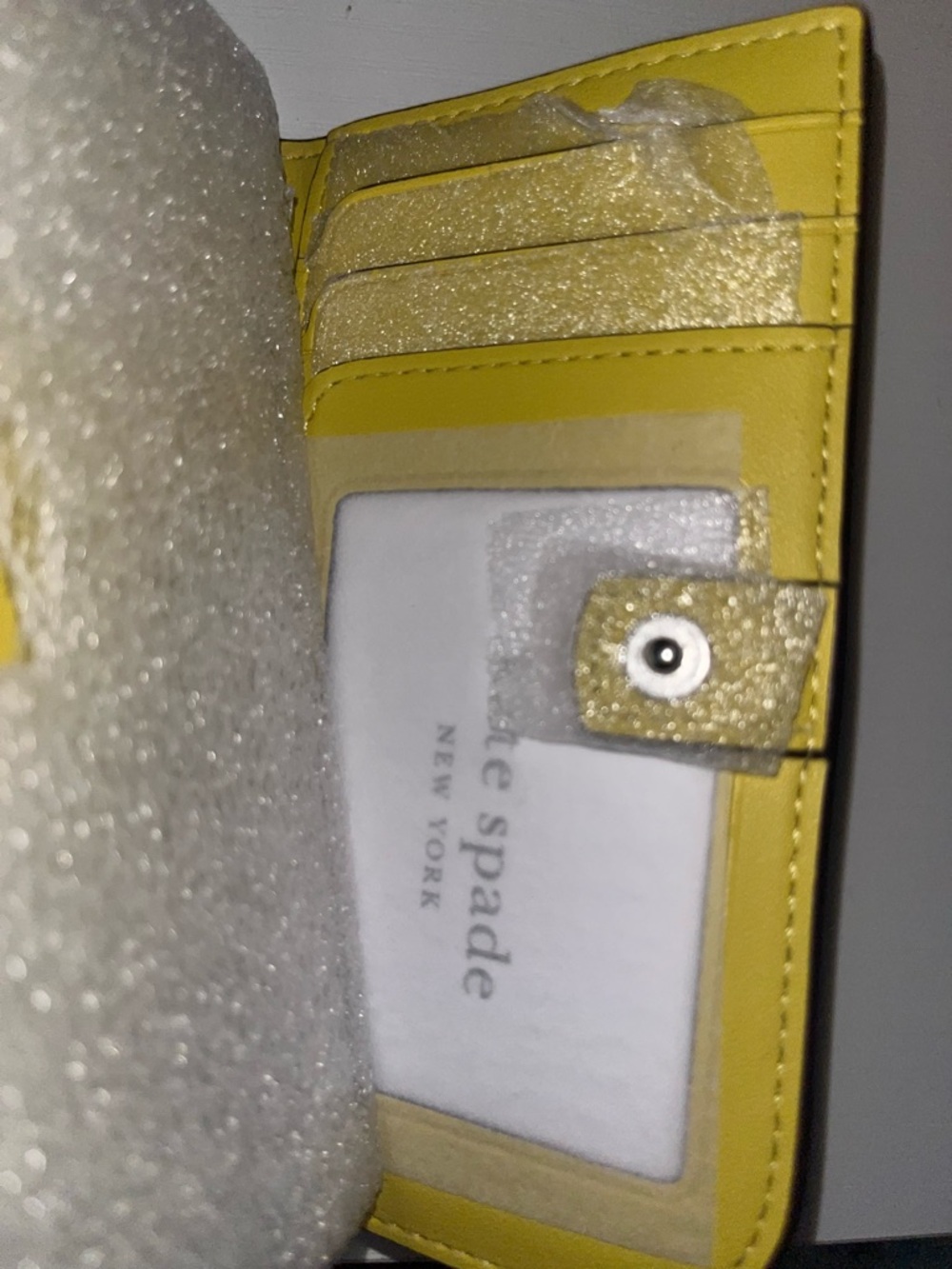 kate spade yellow cardholder wallet with glitter snap - Picture 3 of 4
